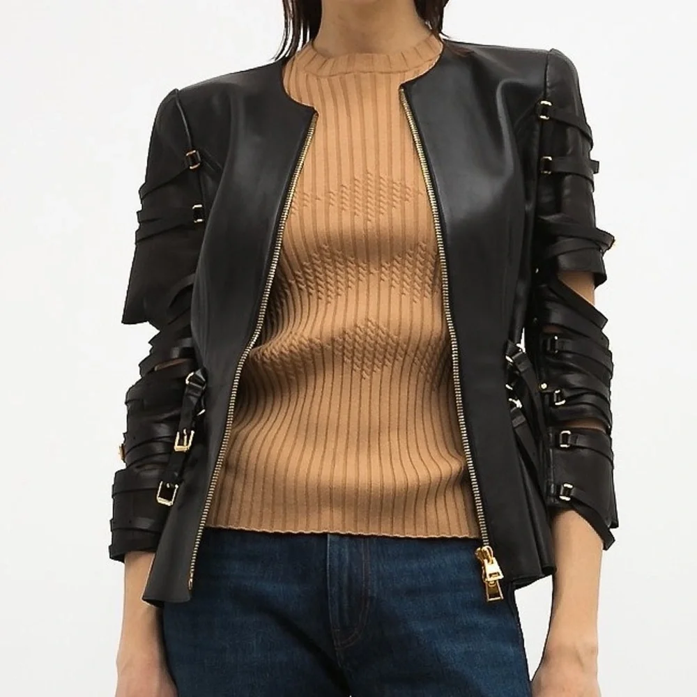 Rare Tom Ford Cut-Out Black Leather Jacket- Spring/Summer 2013 Runway Archival